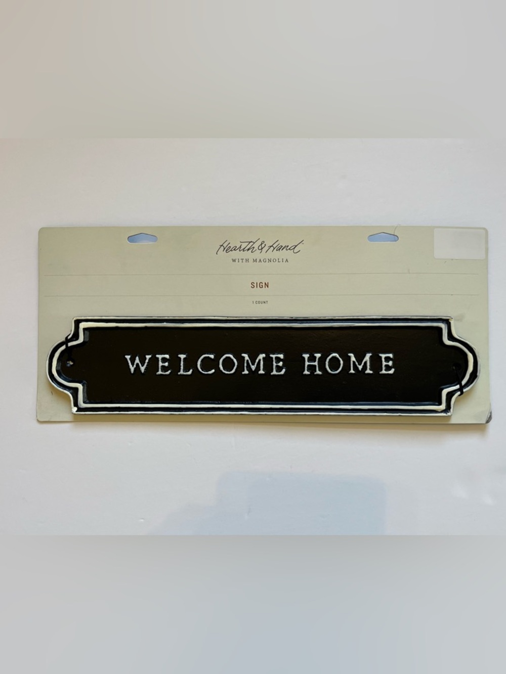 MAGNOLIA HEARTH AND HAND “WELCOME HOME “ METAL SIGN | BLACK & WHITE | NEW